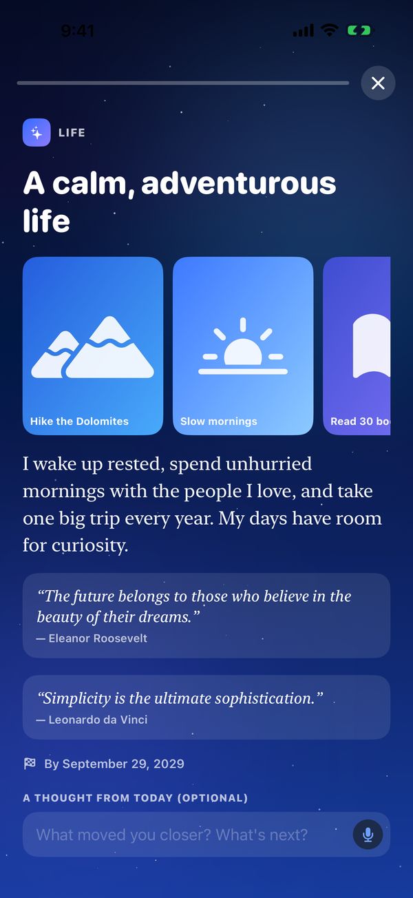 A guided vision review with the vision's board, statement and quotes